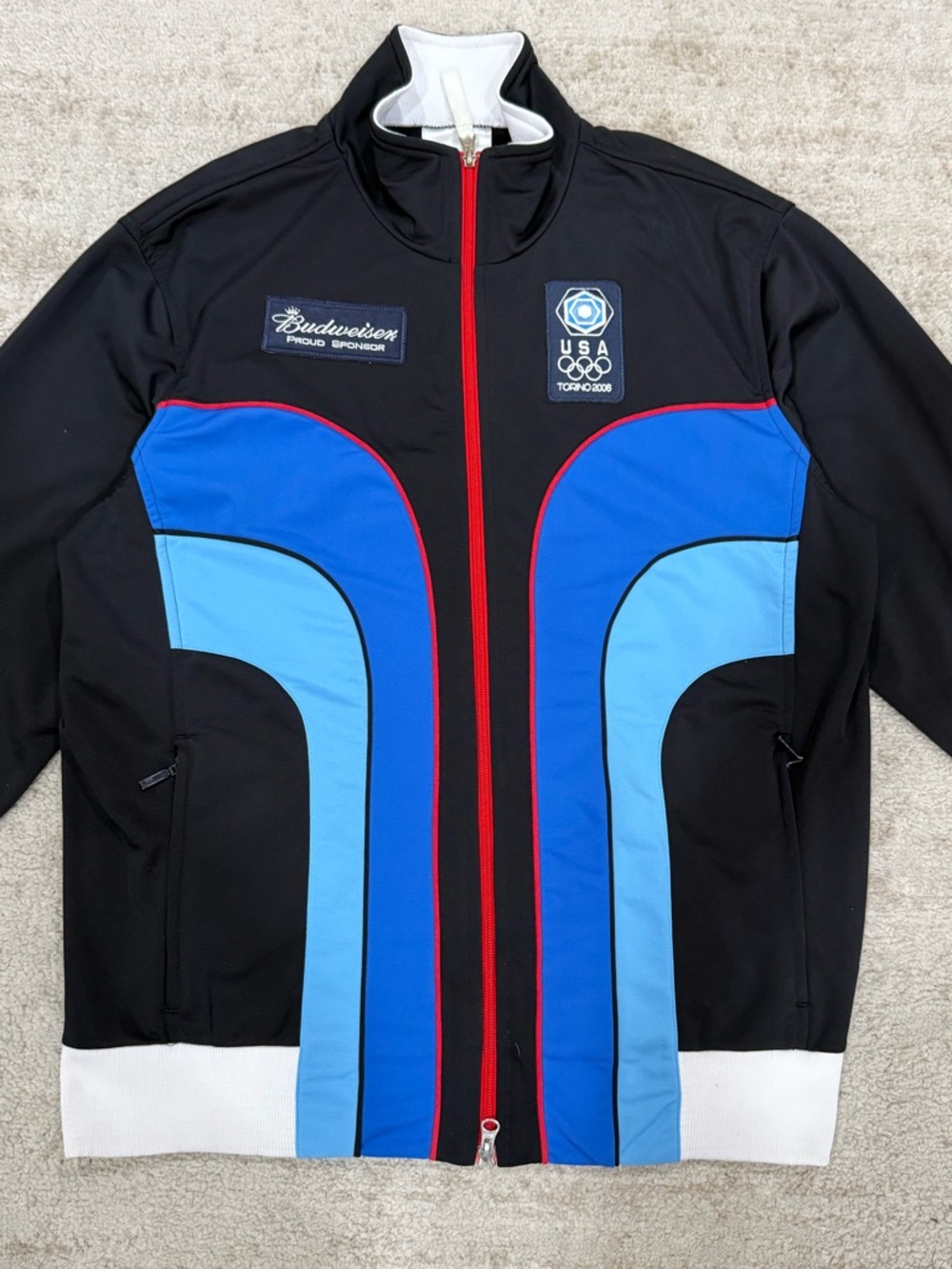 Roots Black Jacket with Royal and Light Blue Panels